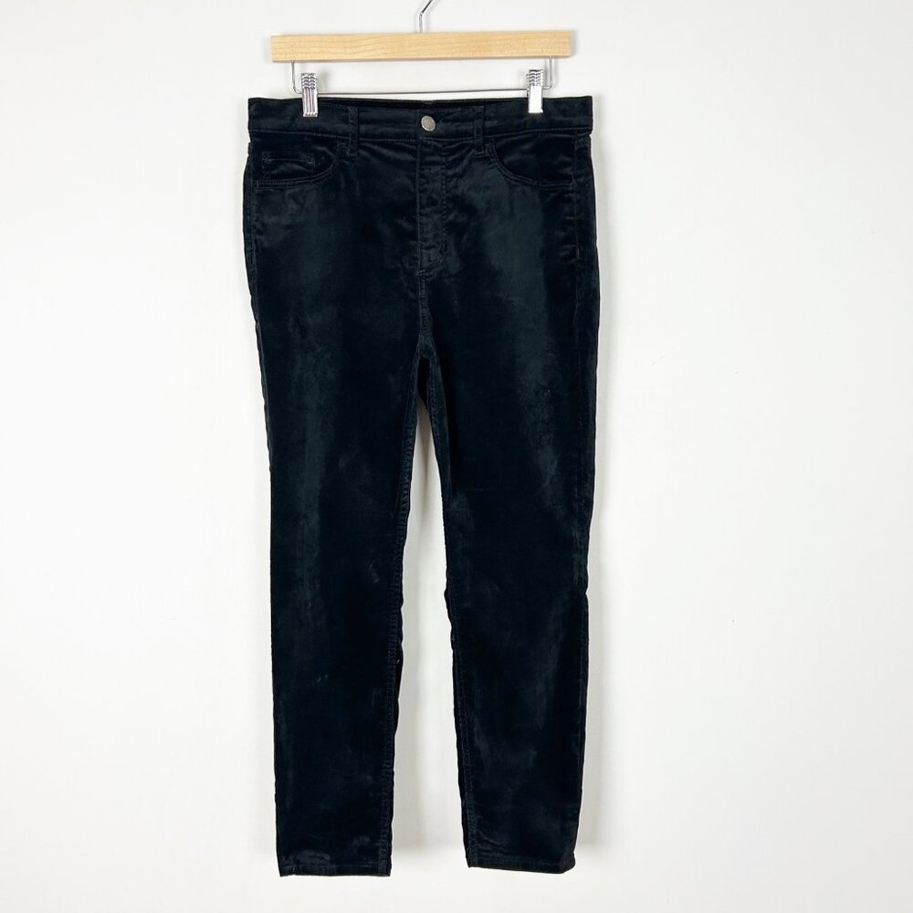 Loft Black Velvet‎ Slim Leg Pants Classic Winter Size 31/12 Women's